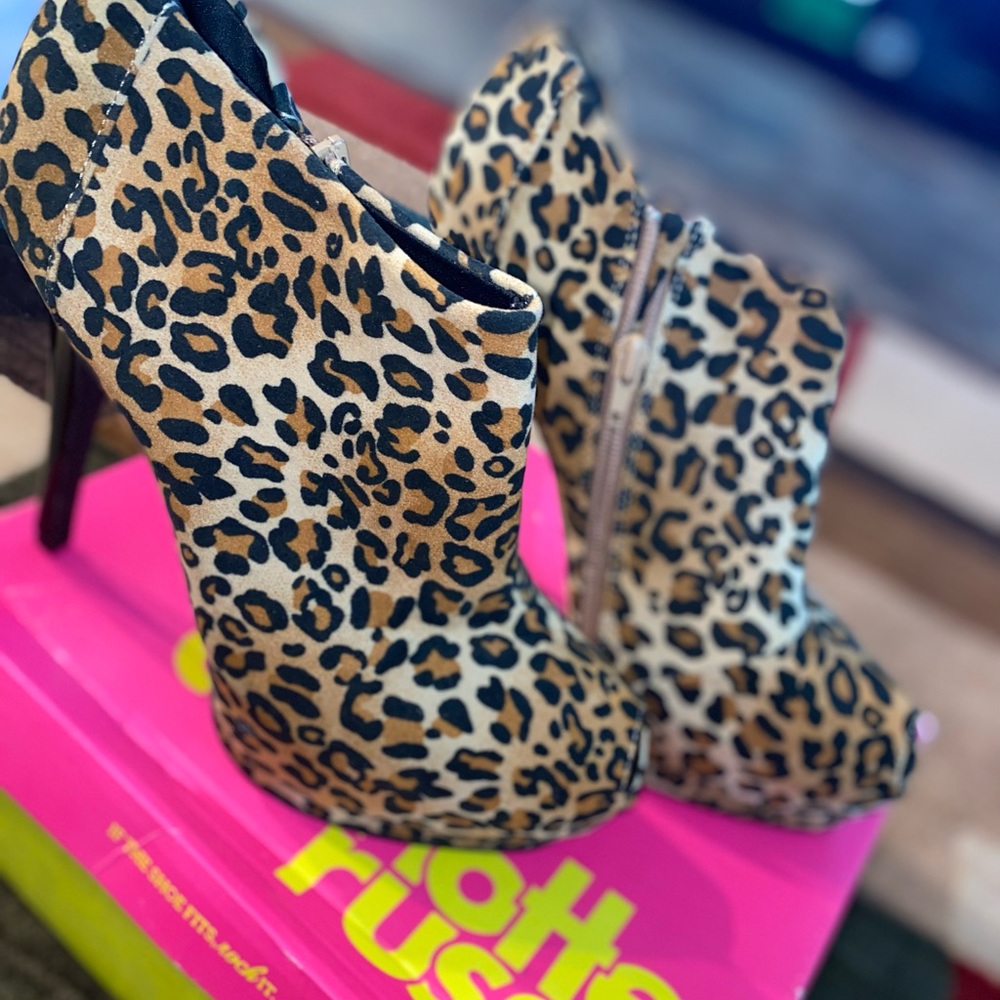Animal Print Peep Toe Bootie